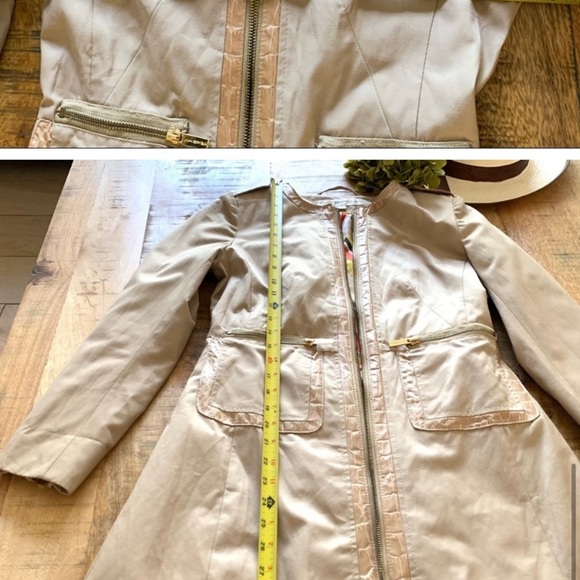 VIA SPIGA Sand Faux Leather Trim Water Repellent Soft Shell Parka Coat PP - Picture 10 of 15